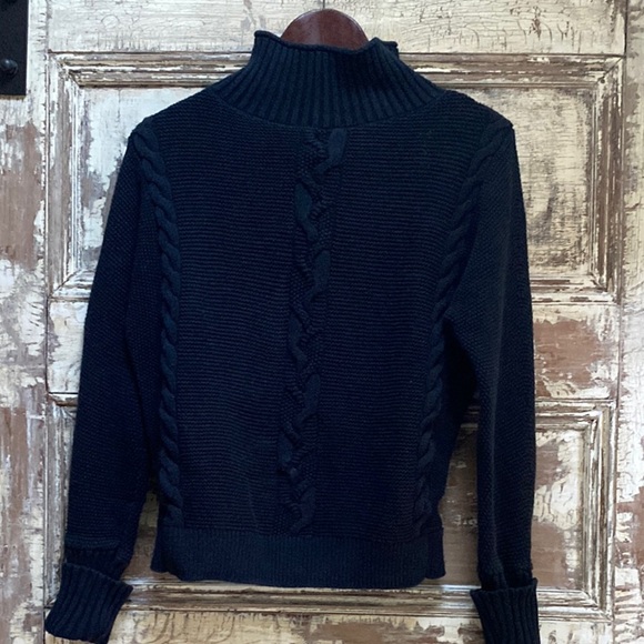 GAP Cable Knit Turtleneck Sweater, Black, , Size Small - Picture 1 of 7